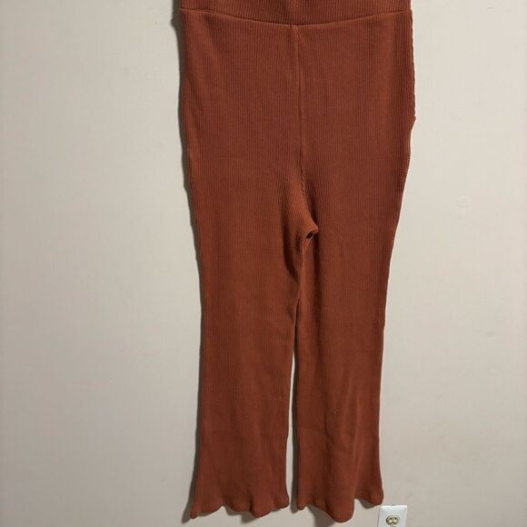 Free People Picnic Sweater Ribbed Flare Lounge Pant Terra Cotta- Size Medium - Picture 7 of 12